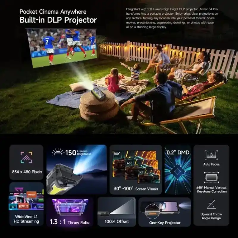 Ulefone Armor 34 pro 150 Lumen Projector Phone 32GB + 512GB
